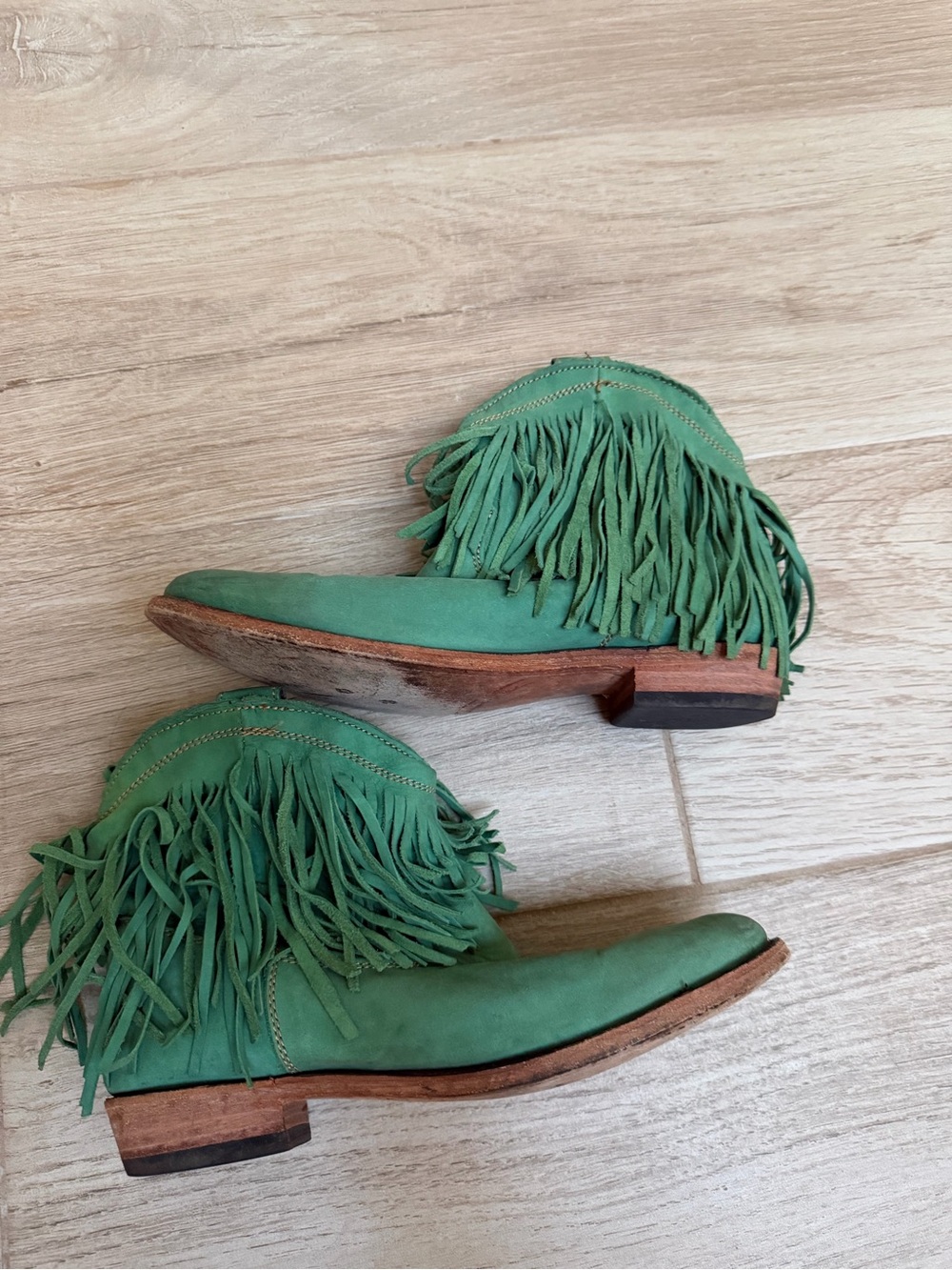 Junk Gypsy Green Fringe Suede Women's Ankle Boots